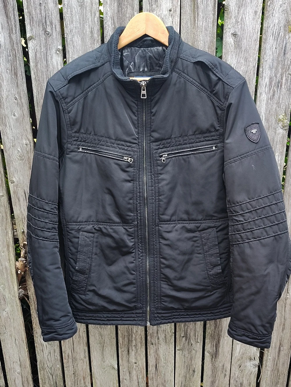 Tom Tailor Black Nylon Biker Blouson Moto Jacket